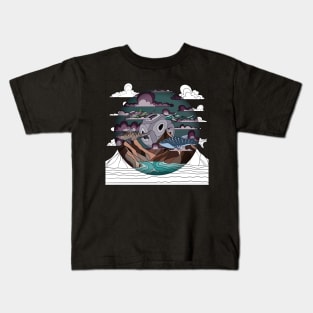 school of sharks in the sky Kids T-Shirt